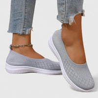 Damen Ballerinas Schwarz mit Orthopädischer Fußbettunterstützung – Bequeme Slip-On Ballerina Schuhe für Sommerkomfort in Grau