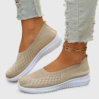 Damen Ballerinas Schwarz mit Orthopädischer Fußbettunterstützung – Bequeme Slip-On Ballerina Schuhe für Sommerkomfort in Aprikose
