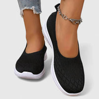 Damen Ballerinas Schwarz mit Orthopädischer Fußbettunterstützung – Bequeme Slip-On Ballerina Schuhe für Sommerkomfort in Schwarz