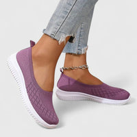 Damen Ballerinas Schwarz mit Orthopädischer Fußbettunterstützung – Bequeme Slip-On Ballerina Schuhe für Sommerkomfort in Lila