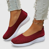 Damen Ballerinas Schwarz mit Orthopädischer Fußbettunterstützung – Bequeme Slip-On Ballerina Schuhe für Sommerkomfort in Rot