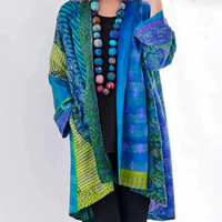 Damen Boho Strickjacke in Duster-Länge Locker Geschnitten Elegant und Vielseitig in Blau