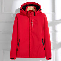 Damen Funktionsjacke mit Kapuze und Reißverschluss für Alltag und Outdoor in Rot