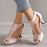 Damen High Heels mit offenem Zehenbereich und Reißverschluss hinten – Elegante Pumps für Büro und Abend in Rosa