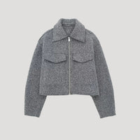 Damen Kurze Winterjacke mit Reißverschluss Modernes Design für kalte Tage in Grau