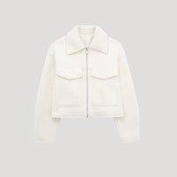 Damen Kurze Winterjacke mit Reißverschluss Modernes Design für kalte Tage in Weiß