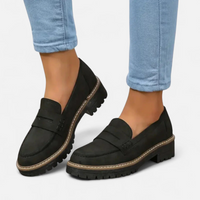 Damen Loafer mit Orthopädischer Arch Support und Markanter Sohle für Sommer in Schwarz