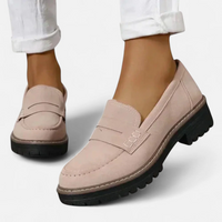 Damen Loafer mit Orthopädischer Arch Support und Markanter Sohle für Sommer in Khaki