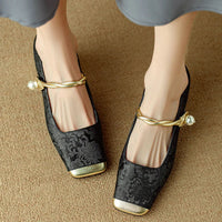 Damen Slip-On Absatz Mary Jane Pumps in Schwarz
