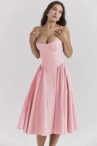 Éloise | Damen Midikleid Spitzenoptik Elegant Raffiniert Abend Festlich in Rosa