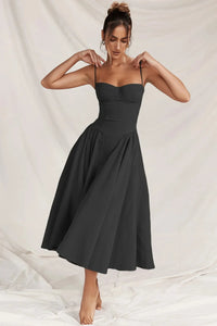 Éloise | Damen Midikleid Spitzenoptik Elegant Raffiniert Abend Festlich in Schwarz