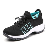 Damen Orthopädische Plateau-Sneaker mit Arch Support und Gedämpfter Sohle in Schwarzes Himmelblau