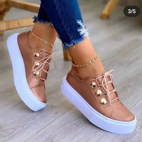 Damen Orthopädische Plateau-Sneaker mit Schnürung und Arch Support für Komfort und Stil in Roségold