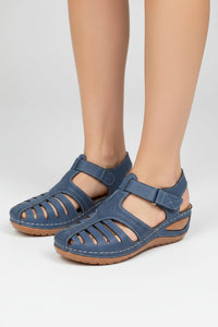 Damen Orthopädische Sandalen mit Klettverschluss und Keilabsatz für optimalen Halt in Blau