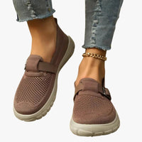 Damen Orthopädische Slip-On Schuhe mit Atmungsaktivem Mesh und Klettverschluss für Arch Support in Braun