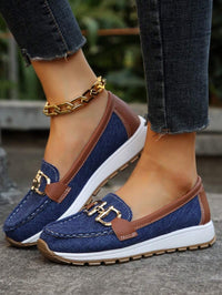 Damen Orthopädische Slipper mit Arch Support und Rutschfester Sohle Golddetail in Marine