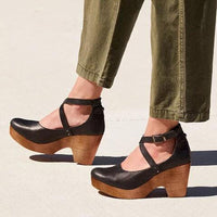 Damen Plateau Sandalen mit Orthopädischer Arch Support und Schnallenriemen Sommer Schuhe in Schwarz