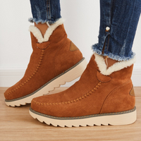Damen Slip On Stiefeletten mit Plateau und markanten Nahtdetails für Winter in Braun