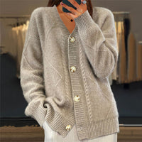 Damen Strickjacke Langarm Gemütlich Lässig Warm für Alltag und Freizeit in Grau