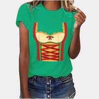Damen T-Shirt Dirndl Druck Kurzarm – Elegante Oberteile Damen für Vielseitige Looks im Alltag und bei Anlässen in Grün