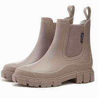 Damen Wasserdichte Orthopädische Chelsea Stiefel mit Arch Support und Blockabsatz in Braun