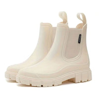 Damen Wasserdichte Orthopädische Chelsea Stiefel mit Arch Support und Blockabsatz in Beige