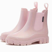 Damen Wasserdichte Orthopädische Chelsea Stiefel mit Arch Support und Blockabsatz in Rosa