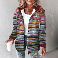 Damen Winter Hoodie Jacke mit Karo Muster Komfortable Freizeitjacke in Mehrfarbig