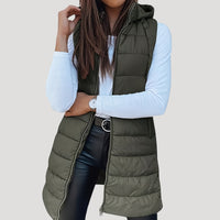 Damen Winter Steppweste mit Kapuze – Warm, Vielseitig und Modern in Waldgrün