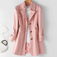 Damen Winterjacke Eleganter Blazer-Trenchcoat Taillierter Schnitt Vielseitig Kombinierbar in Rosa