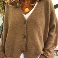 Damenjacke V-Ausschnitt – Elegante Strickjacke für Alltag und Büro, Vielseitig Kombinierbar, Jacken Damen in Khaki