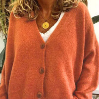 Damenjacke V-Ausschnitt – Elegante Strickjacke für Alltag und Büro, Vielseitig Kombinierbar, Jacken Damen in Orange