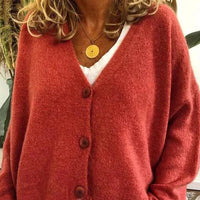 Damenjacke V-Ausschnitt – Elegante Strickjacke für Alltag und Büro, Vielseitig Kombinierbar, Jacken Damen in Mandarine-Orange