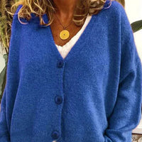 Damenjacke V-Ausschnitt – Elegante Strickjacke für Alltag und Büro, Vielseitig Kombinierbar, Jacken Damen in Blau