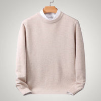 Maximilian | Herren Klassischer Rundhals-Strickpullover in Beige