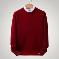 Maximilian | Herren Klassischer Rundhals-Strickpullover in Rot