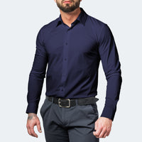Jonathan | Herren Knitterfreies Stretchhemd in Marineblau