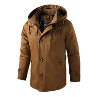 Tyron | Eleganter Trenchcoat mit Kapuze für Herren in Braun