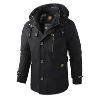 Tyron | Eleganter Trenchcoat mit Kapuze für Herren in Schwarz
