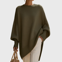 Livia | Oversize-Poncho-Pullover in Olivgrün