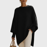 Livia | Oversize-Poncho-Pullover in Schwarz