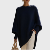 Livia | Oversize-Poncho-Pullover in Marineblau