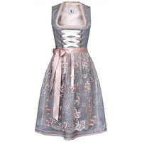 Dirndl Kleid Damen Kurzärmelig Trachtenkleid Elegant für Oktoberfest und Feste – Stilvoll und Bequem in Grau