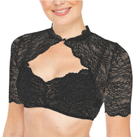 Dirndlbluse Langarm Mit Spitze – Elegante Dirndl Bluse Für Damen Im Oktoberfest Look in Schwarz