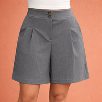 Hochtaillierte plissierte Shorts für Damen | Selina in Dunkelgrau