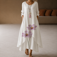 Flor - Stilvolles und leichtes Kleid in Weiß / Flieder