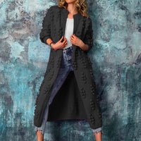 Laura | Lange Strickjacke Trenchstil in Schwarz