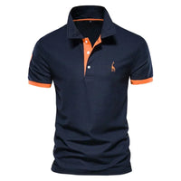 Brent - Herren-Casual-Poloshirt in Dunkelblau-orange