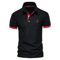 Brent - Herren-Casual-Poloshirt in Schwarz-Rot