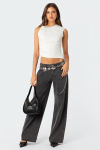Blair | Damen Retro Flair Low Jeans Vintage Trend Casual Modern in Schwarz